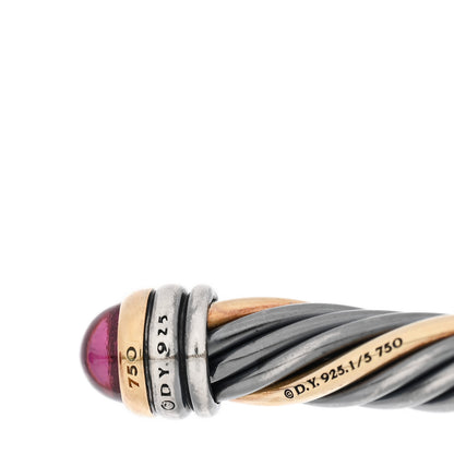 David Yurman Darkened Sterling Silver 18K Yellow Gold Pink Tourmaline 5mm Cable Bracelet 3 of 3