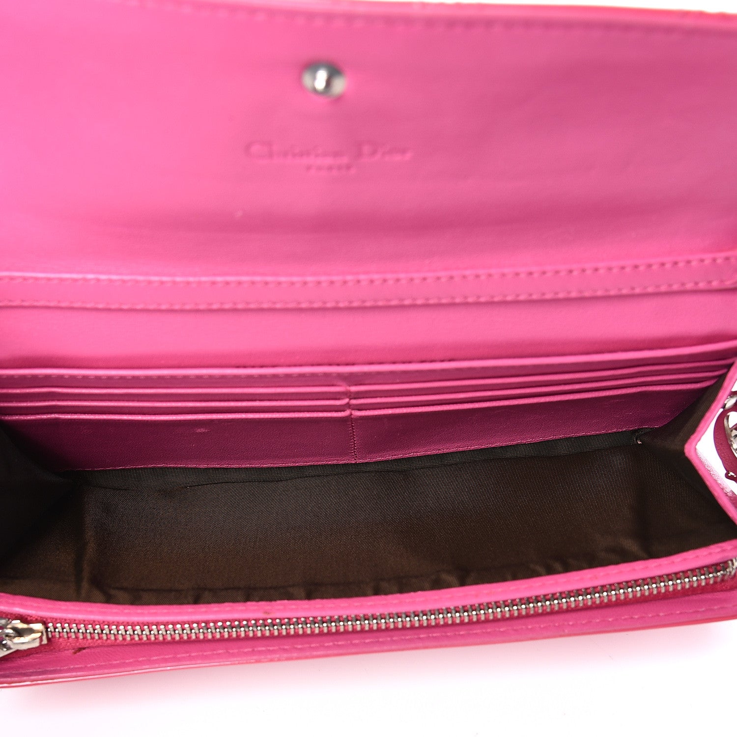 Christian Dior Patent Cannage Rendezvous Chain Wallet Magenta 5 of 7
