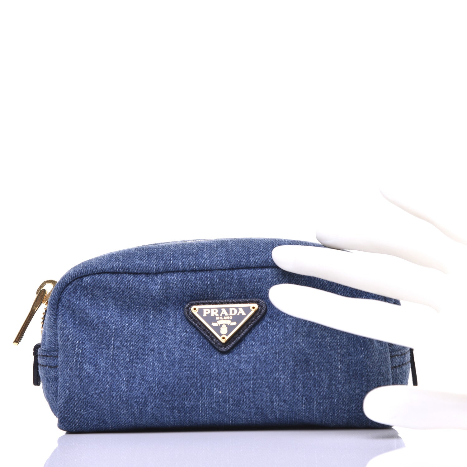 Prada Denim Cosmetic Pouch Bleu 2 of 10