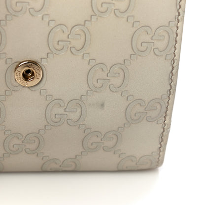 Gucci Guccissima Margaux Calfskin Metal Bar French Flap Wallet Mystic White 13 of 14
