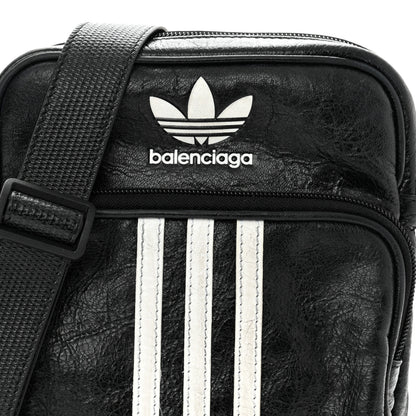 Balenciaga X ADIDAS Agneau Arena Trefoil Logo Messenger Bag Black White 8 of 10