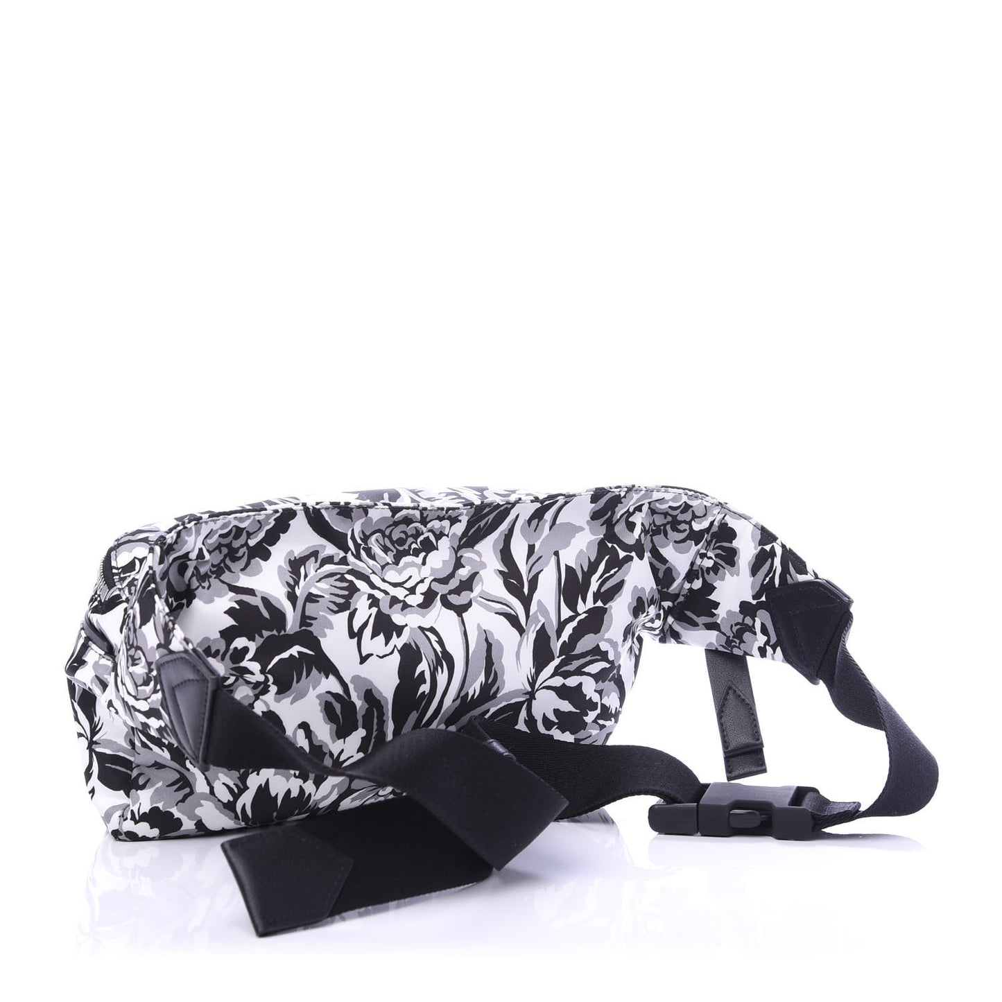 Nylon Print Floral Downtown Belt Bag Black White
