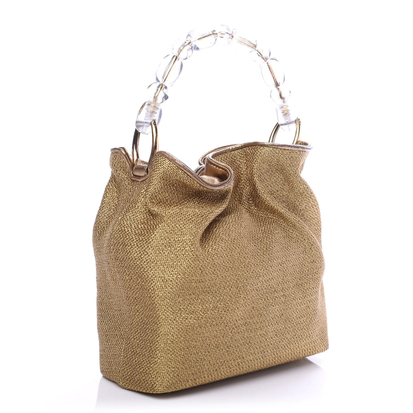 Metallic Canvas Maris Pearl Beaded Mini Tote Gold