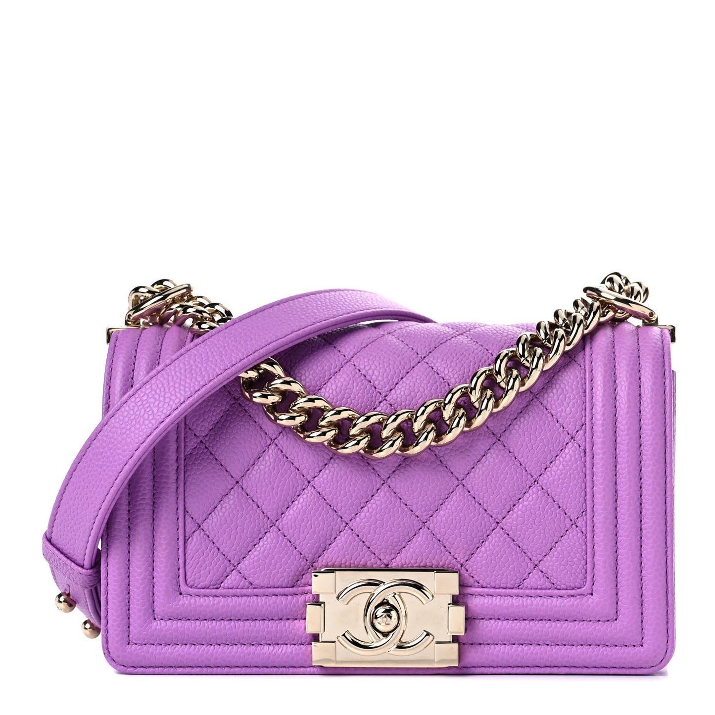 Caviar Quilted Small Boy Flap Violet