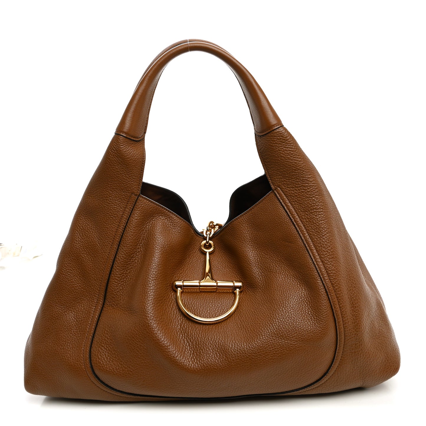 Grained Calfskin Softbit Maxi Shoulder Bag Brown