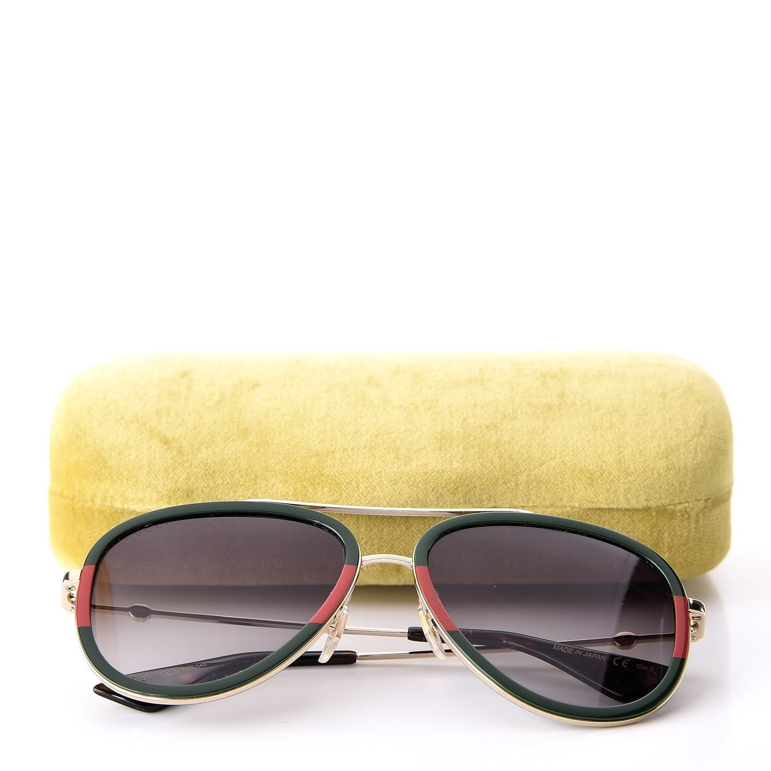 Gucci Web Aviator Sunglasses GG0062S Green Red 8 of 8