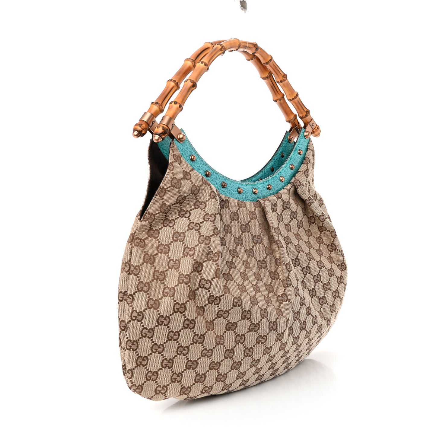 Monogram Bamboo Top Handle Bag Turquoise