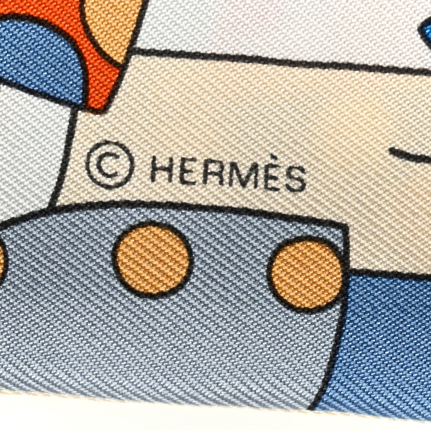 Hermes Silk Les Murmures De La Foret Twilly Bleu Jean Orange 4 of 6