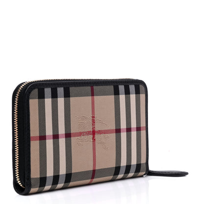 Burberry Calfskin Horseferry Check Medium Marston Zip Around Wallet Black 2 of 5