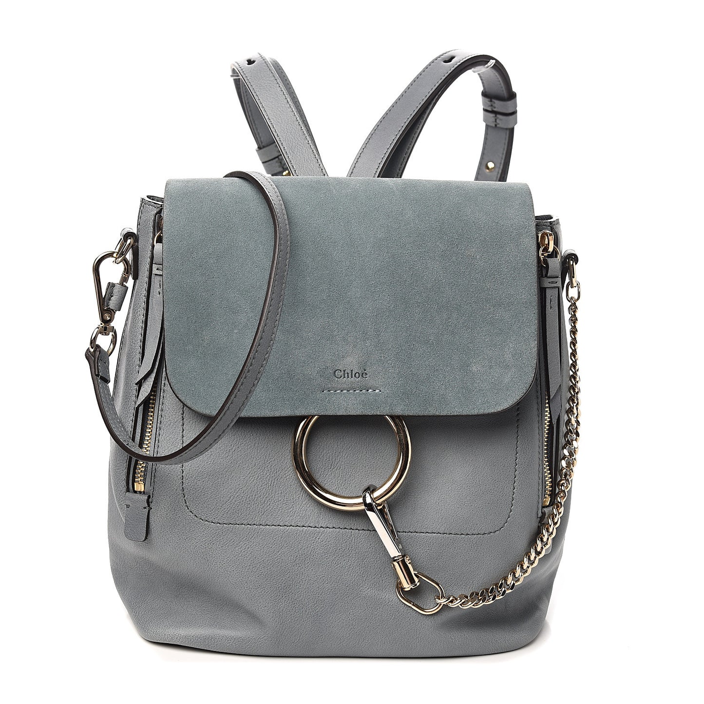 Suede Calfskin Medium Faye Backpack Cloudy Blue