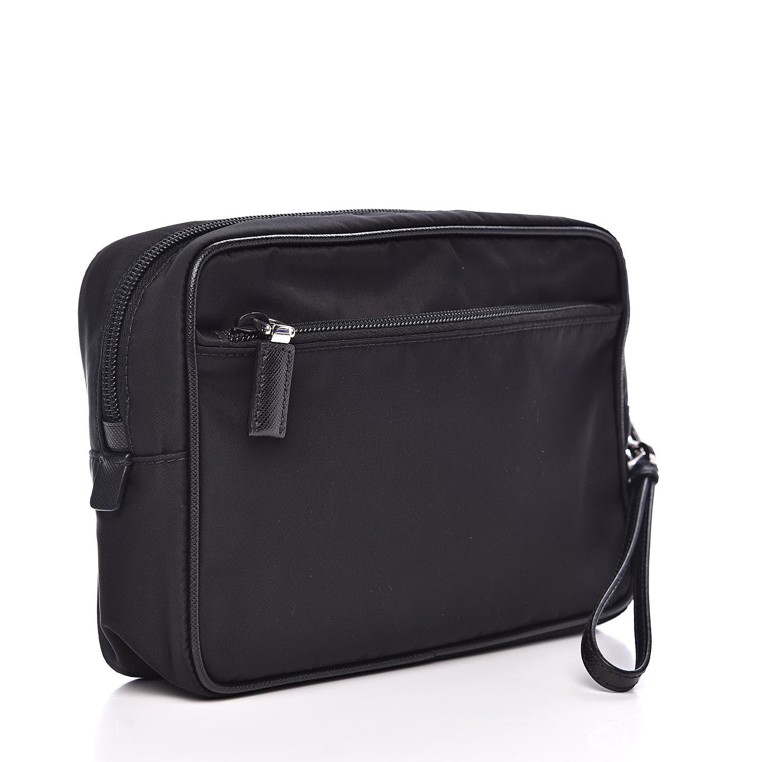 Prada Tessuto Nylon Saffiano Wristlet Black 3 of 9