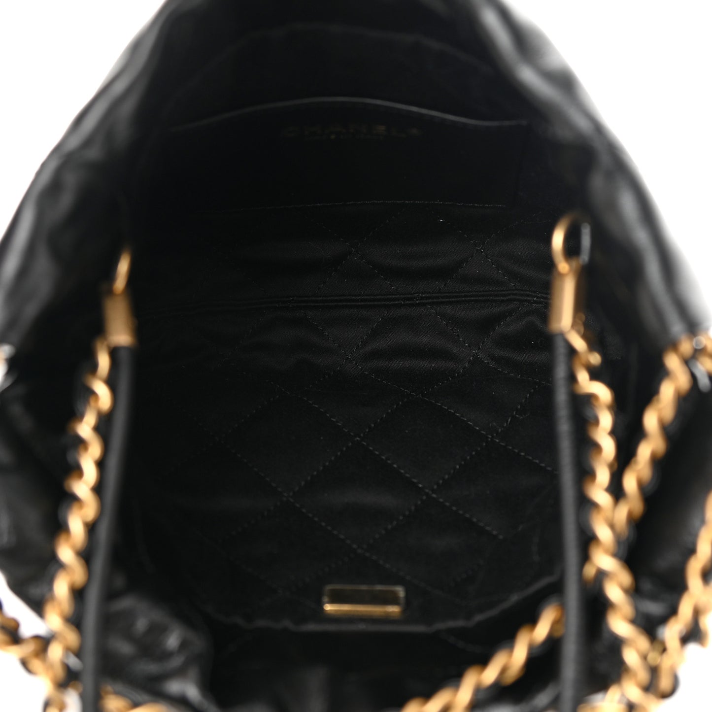 Shiny Calfskin Quilted Mini Chanel 22 Black