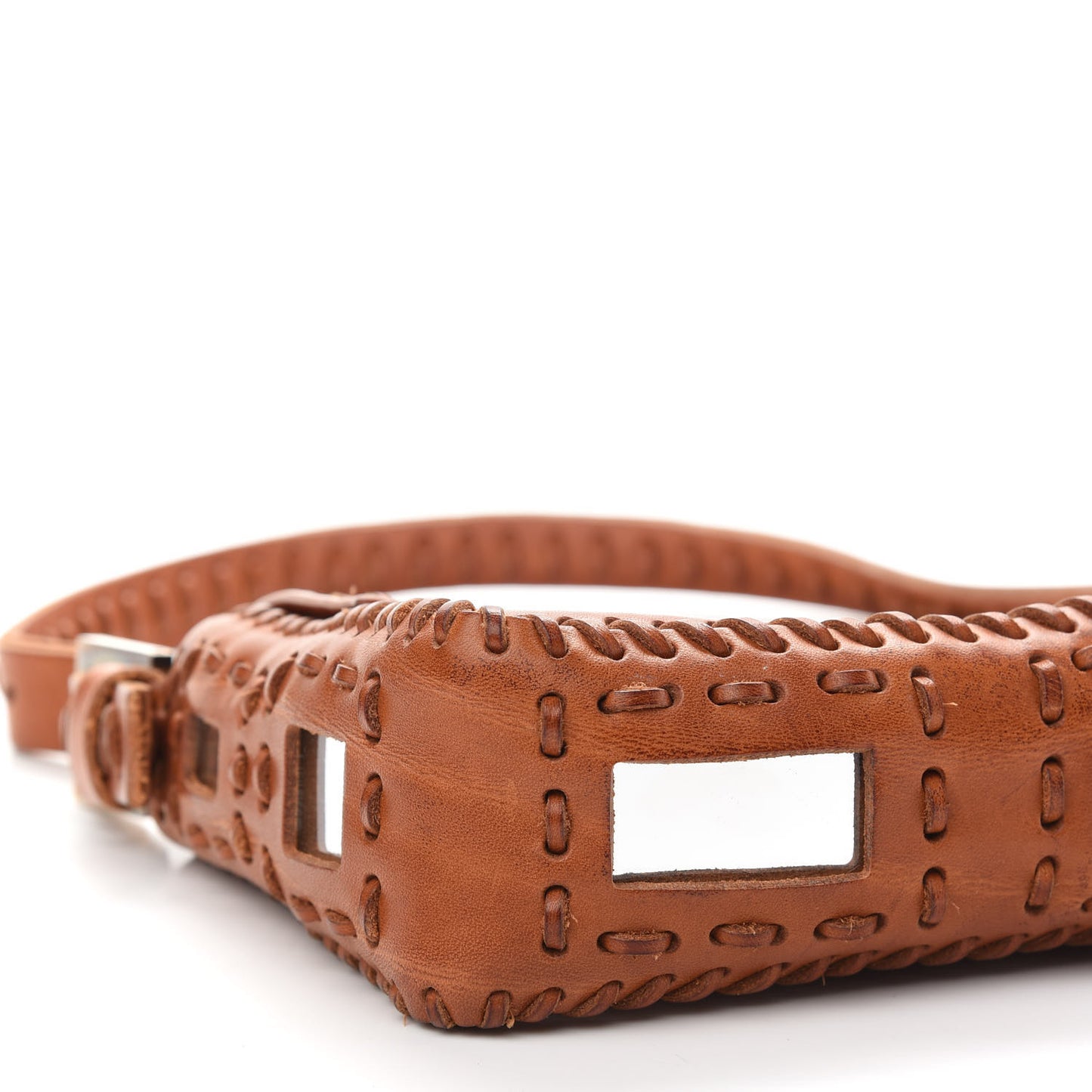 Calfskin Whipstitch Baguette Brown