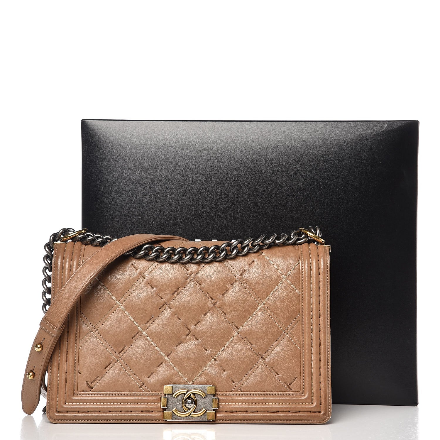 Chanel Calfskin Double Stitch New Medium Boy Flap Camel 18 of 18