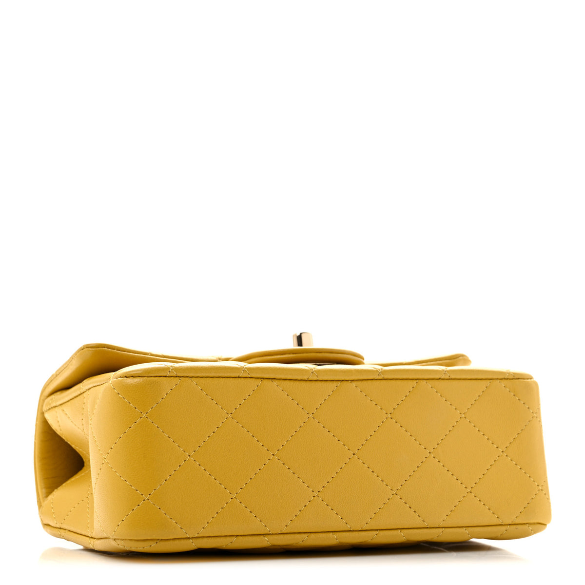 Lambskin Quilted Mini Top Handle Rectangular Flap Yellow