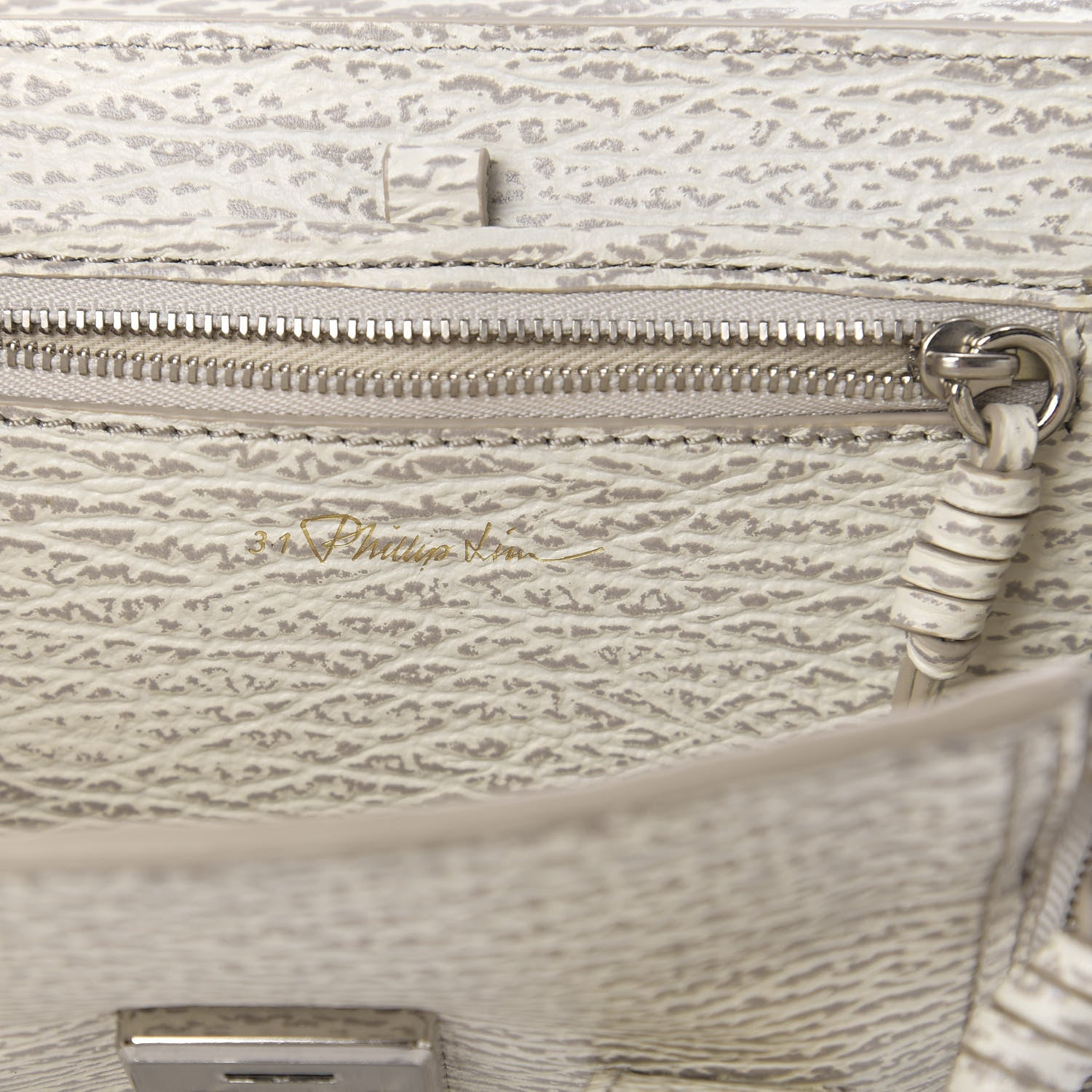 3.1 Phillip Lim 3.1 Shark Embossed Textured Calfskin Mini Pashli Satchel Ivory Dove 6 of 10