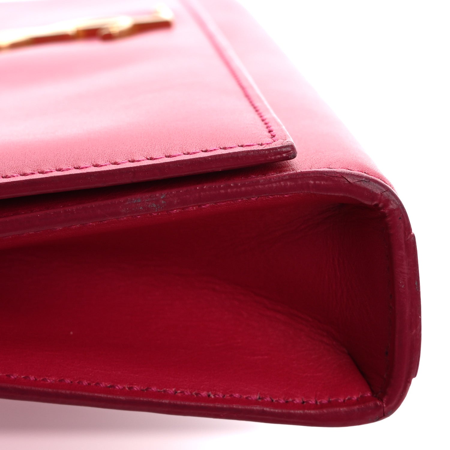 Saint Laurent Smooth Calfskin Classic Monogram Cassandre Clutch Lipstick Fuchsia 16 of 18