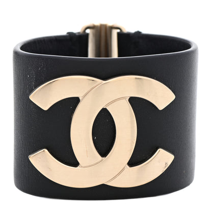 Chanel Calfskin CC Wide Cuff S Black Gold 1 of 6