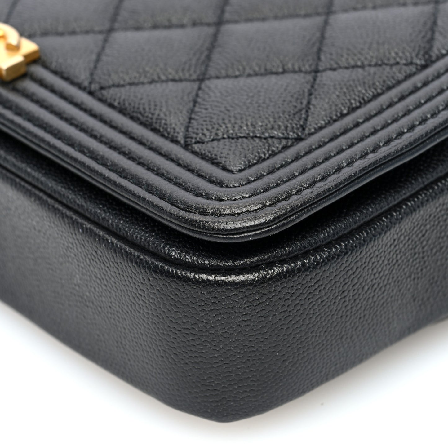 Caviar Quilted Boy Phone Holder Wallet On Chain Black