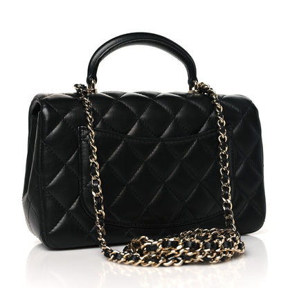 Chanel Lambskin Quilted Mini Top Handle Rectangular Flap Black 3 of 11