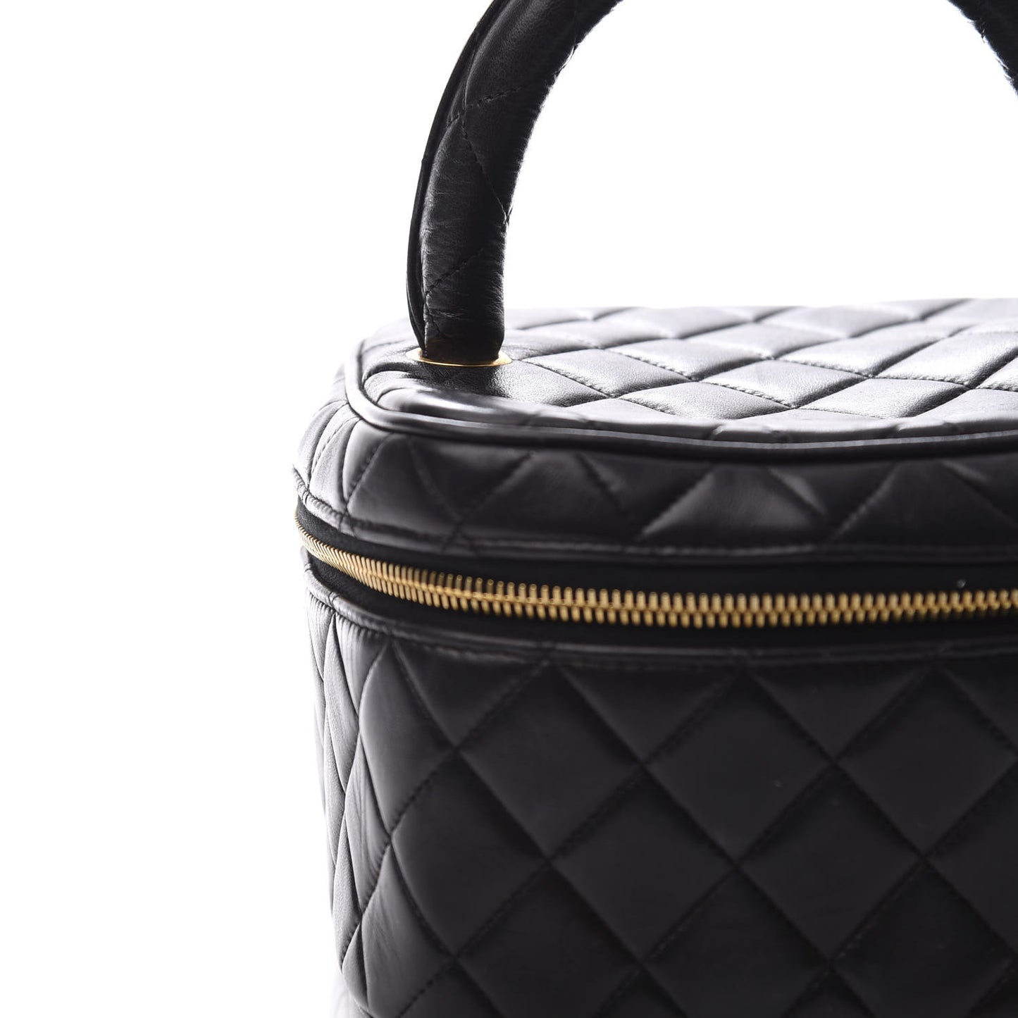 Lambskin Quilted Vanity Cosmetic Case Black