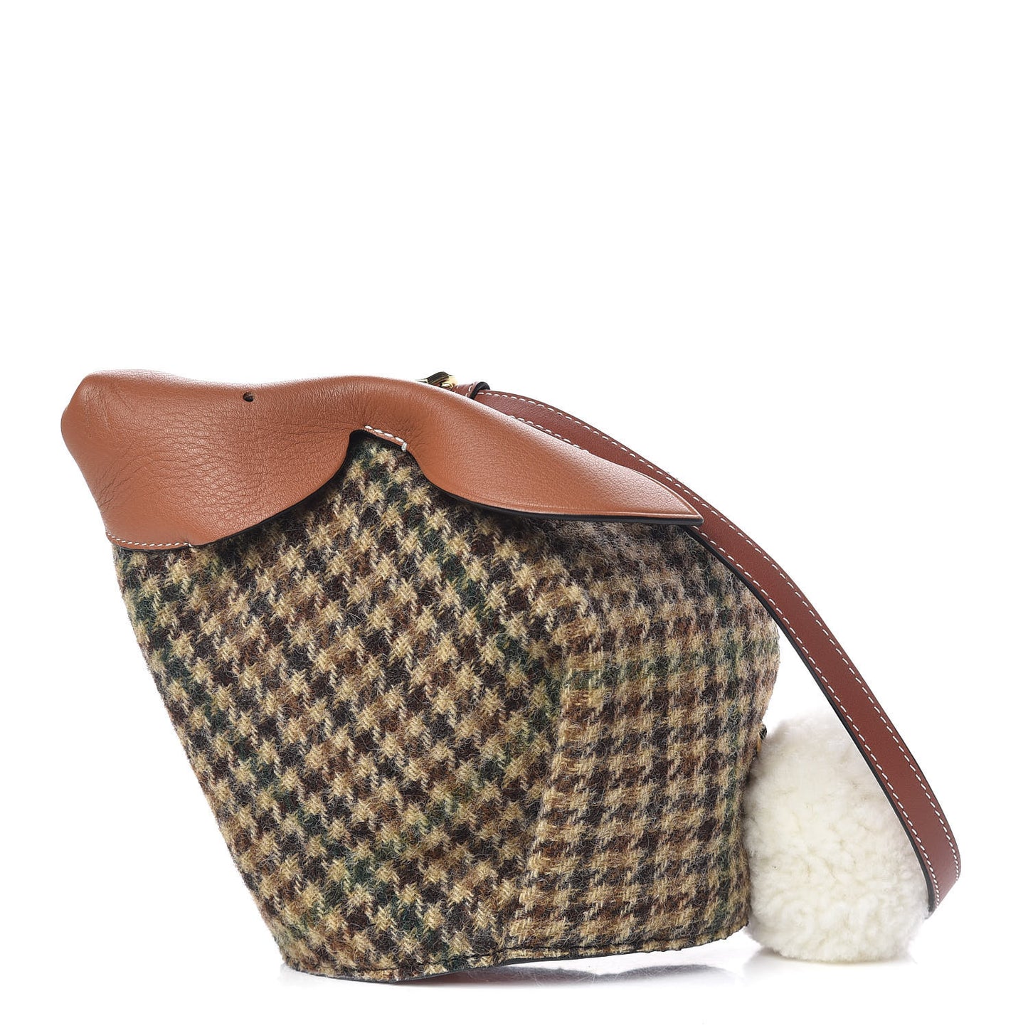Tweed Mini Bunny Crossbody Bag Cypress Tan
