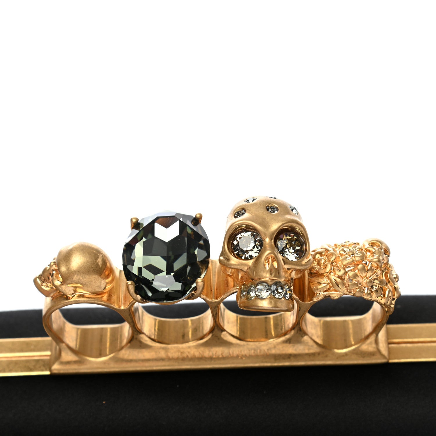 Alexander McQueen Satin Skull Knuckle Duster Box Clutch Black 8 of 8