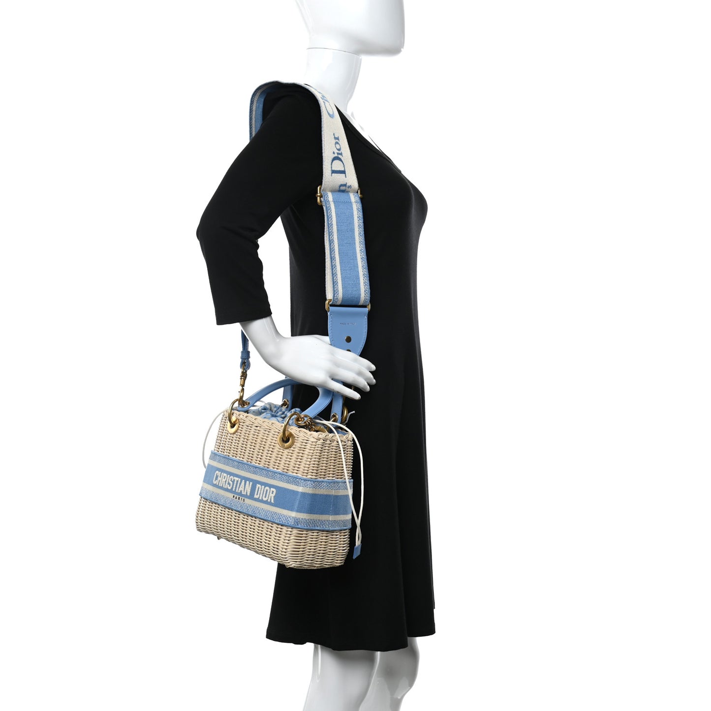 Wicker Oblique Medium Lady Dior Bag Cornflower Blue