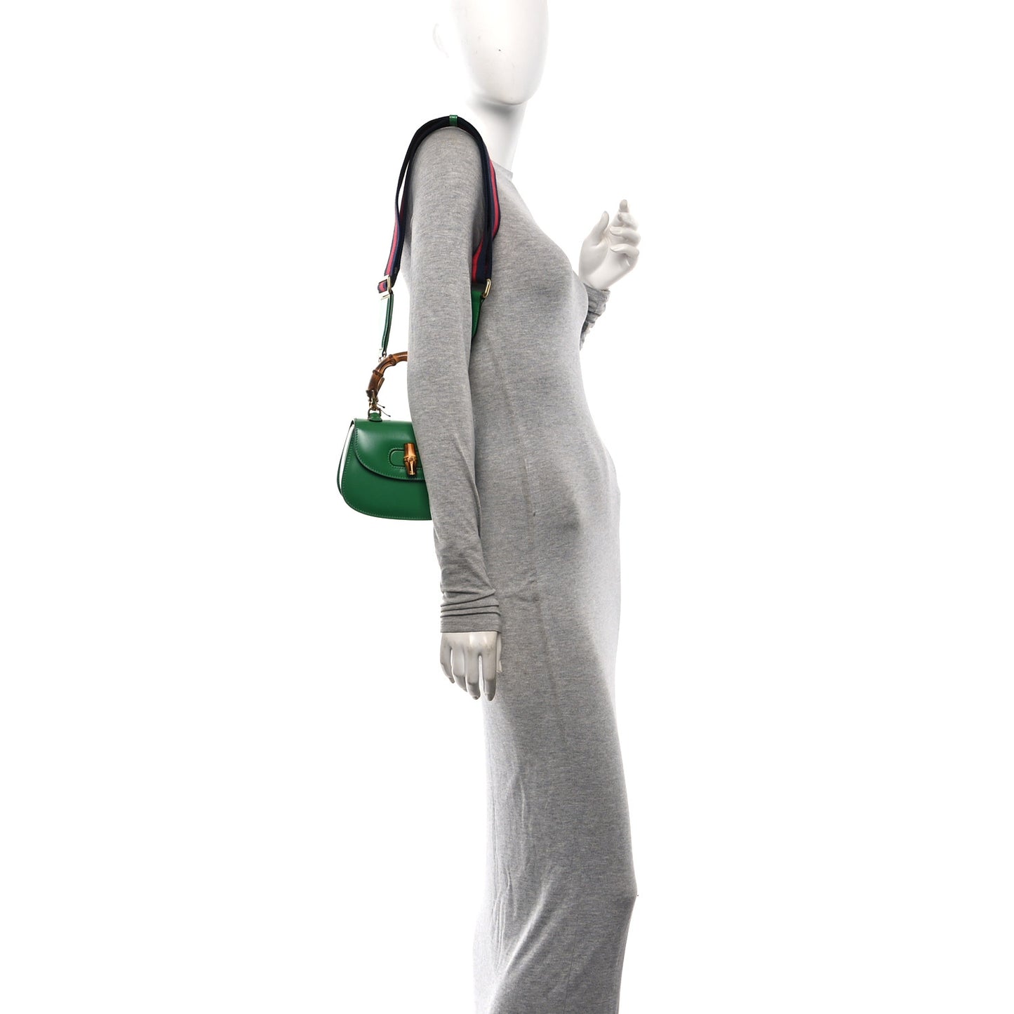 Boarded Dyana Lux Calfskin Mini Bamboo 1947 Top Handle Bag Spring Green