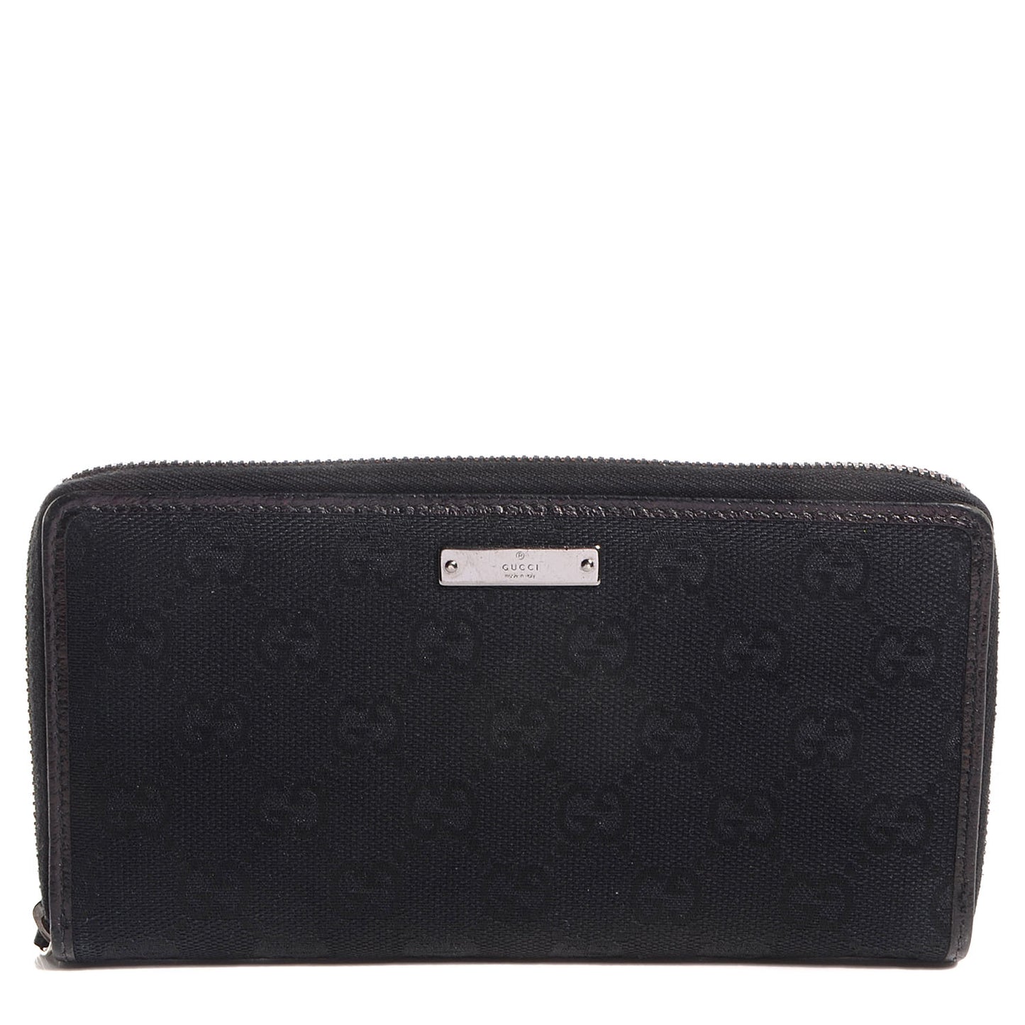 Monogram Metal Bar Zip Around Wallet Black