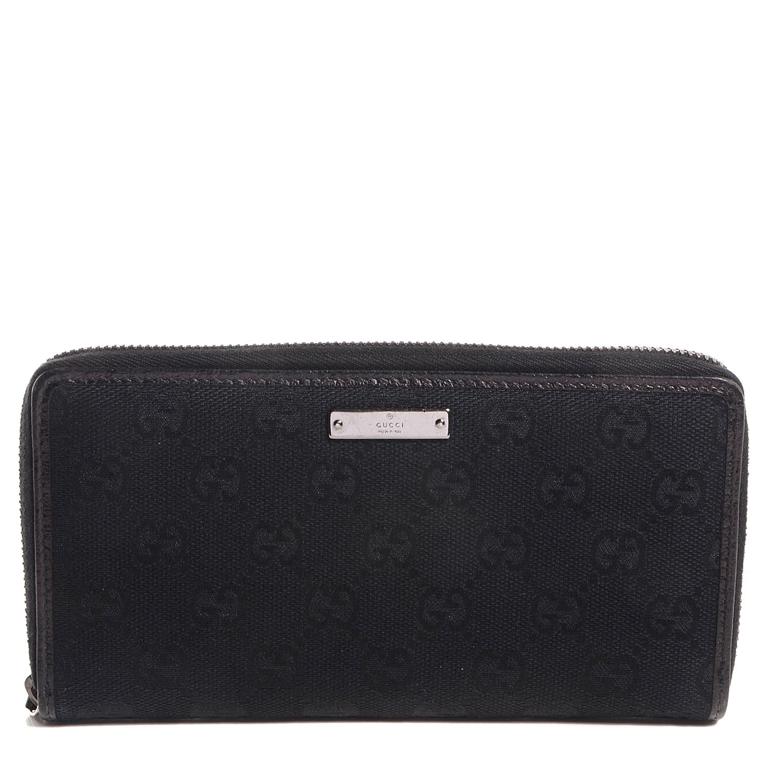 Gucci Monogram Metal Bar Zip Around Wallet Black 1 of 11