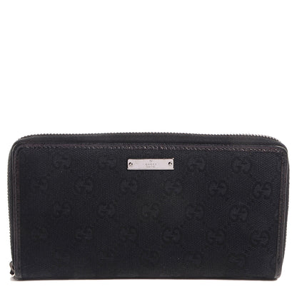 Gucci Monogram Metal Bar Zip Around Wallet Black 1 of 11