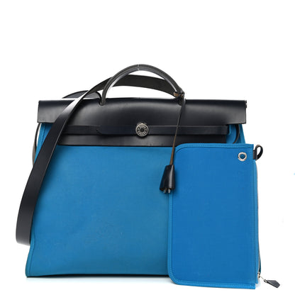 Hermes Toile Vache Hunter Herbag Zip 39 MM Bleu Zanzibar 1 of 12