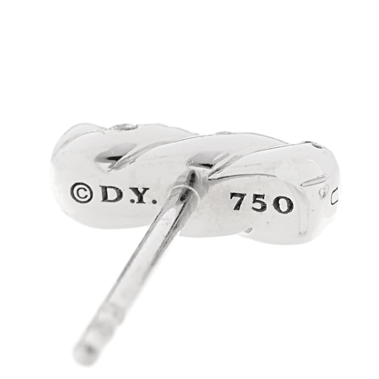 18K White Gold Diamond Cable Collectibles Bar Stud Earrings