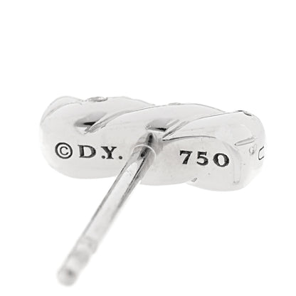 David Yurman 18K White Gold Diamond Cable Collectibles Bar Stud Earrings 4 of 4
