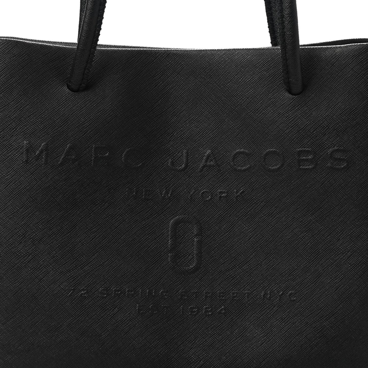 Calfskin Embossed Logo East West Shopper Tote Black