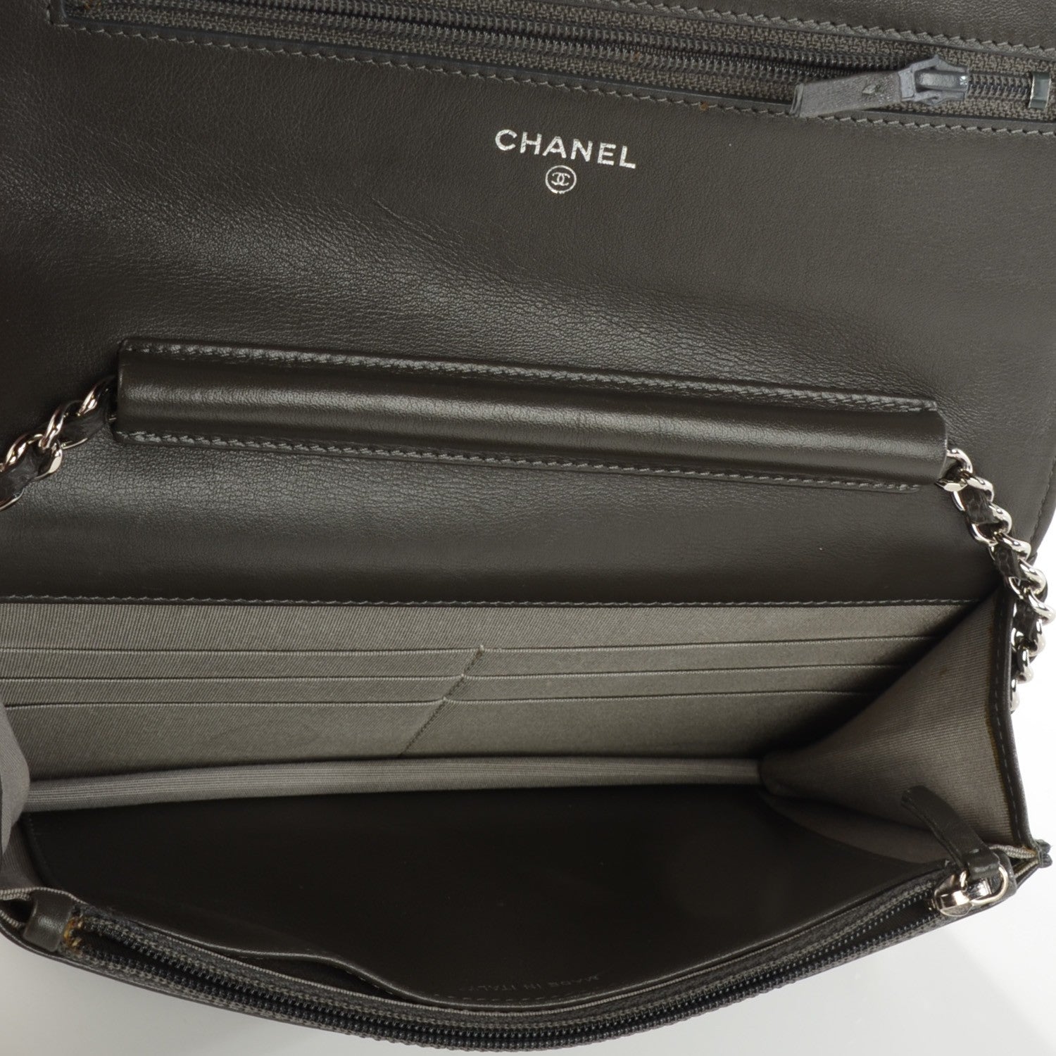 Chanel Caviar Timeless CC Wallet on Chain WOC Grey 5 of 8