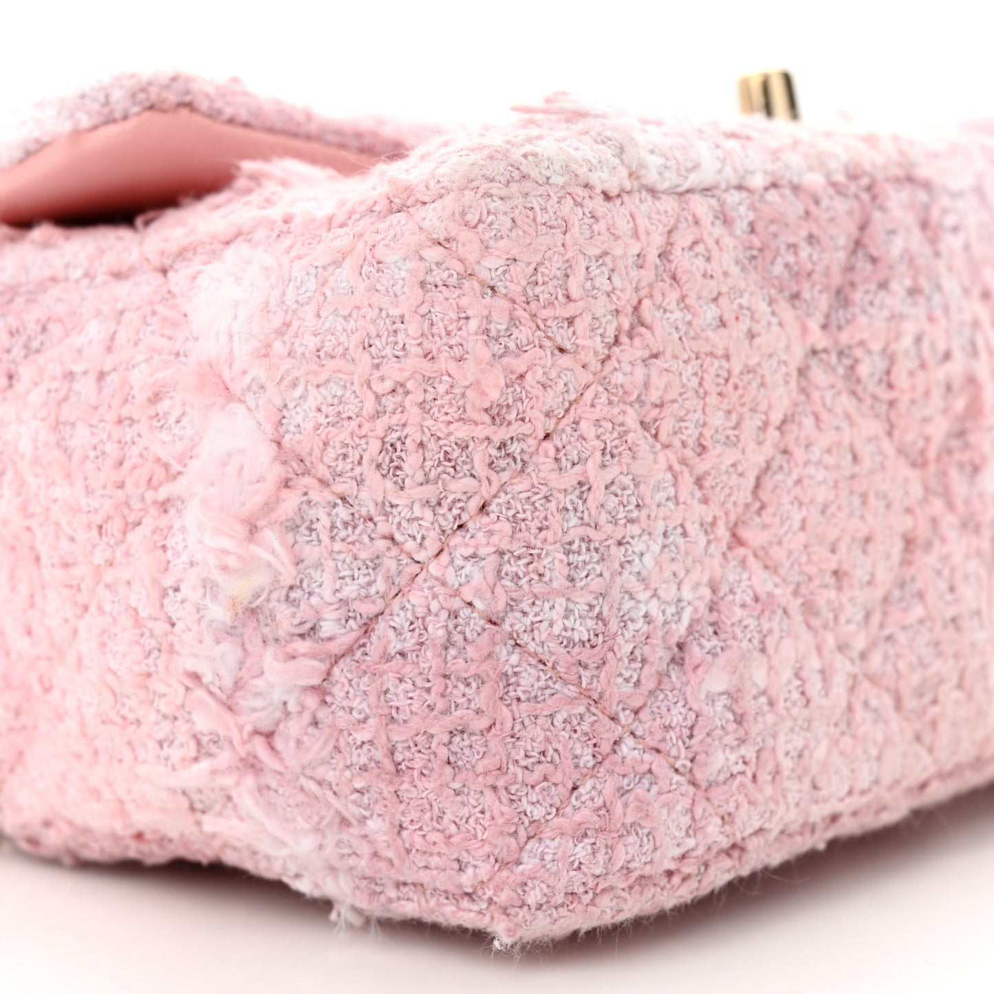 Tweed Quilted Mini Rectangular Flap Light Pink White