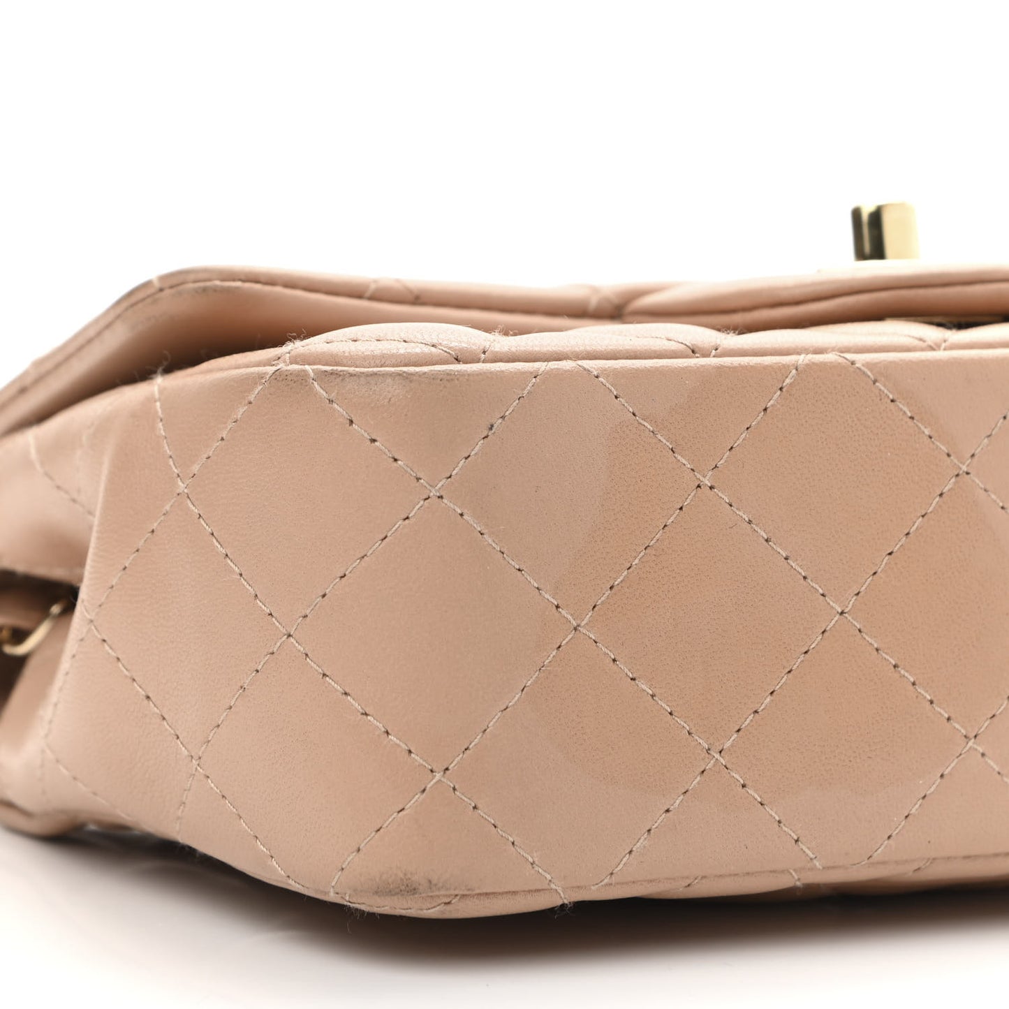Lambskin Quilted Mini Rectangular Flap Beige