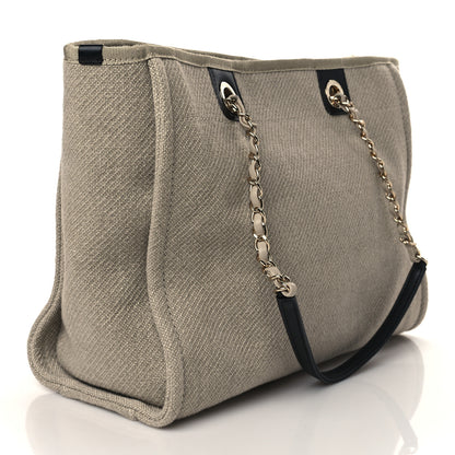 Chanel Mixed Fibers Small Deauville Tote Beige Black 4 of 11