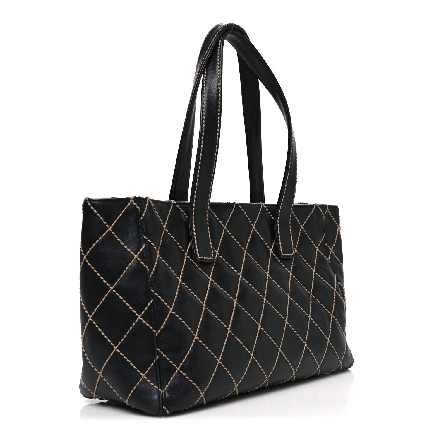 Chanel Calfskin Contrast Stitch Surpique Tote Black 3 of 11