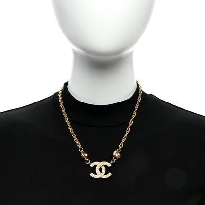 Chanel Metal Crystal CC Necklace Gold 2 of 5
