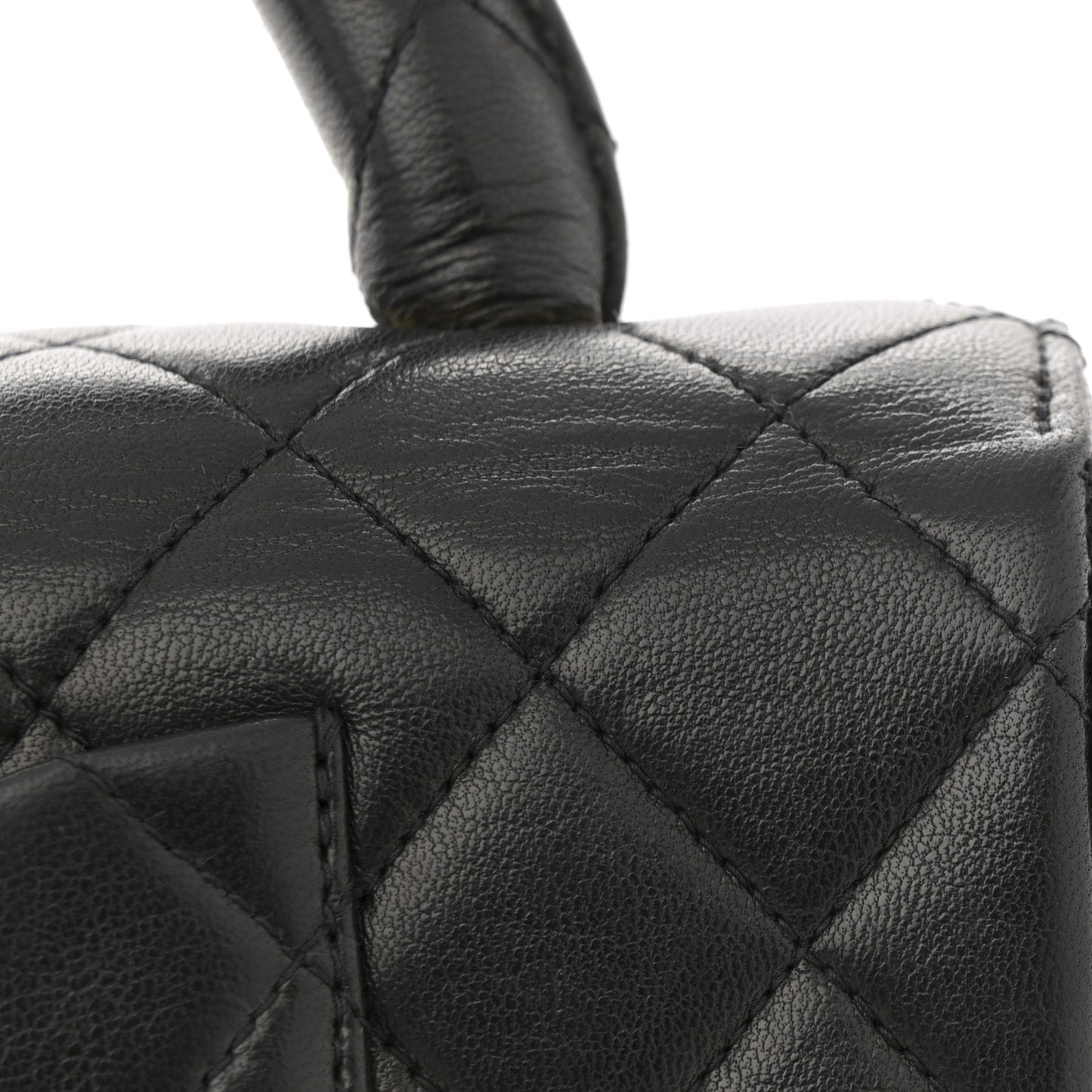 Lambskin Quilted Medium Rectangular Kelly Flap Bag Black