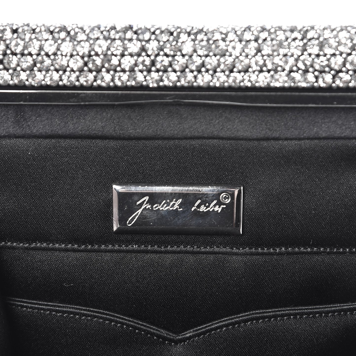 Satin Crystal Evening Bag Black