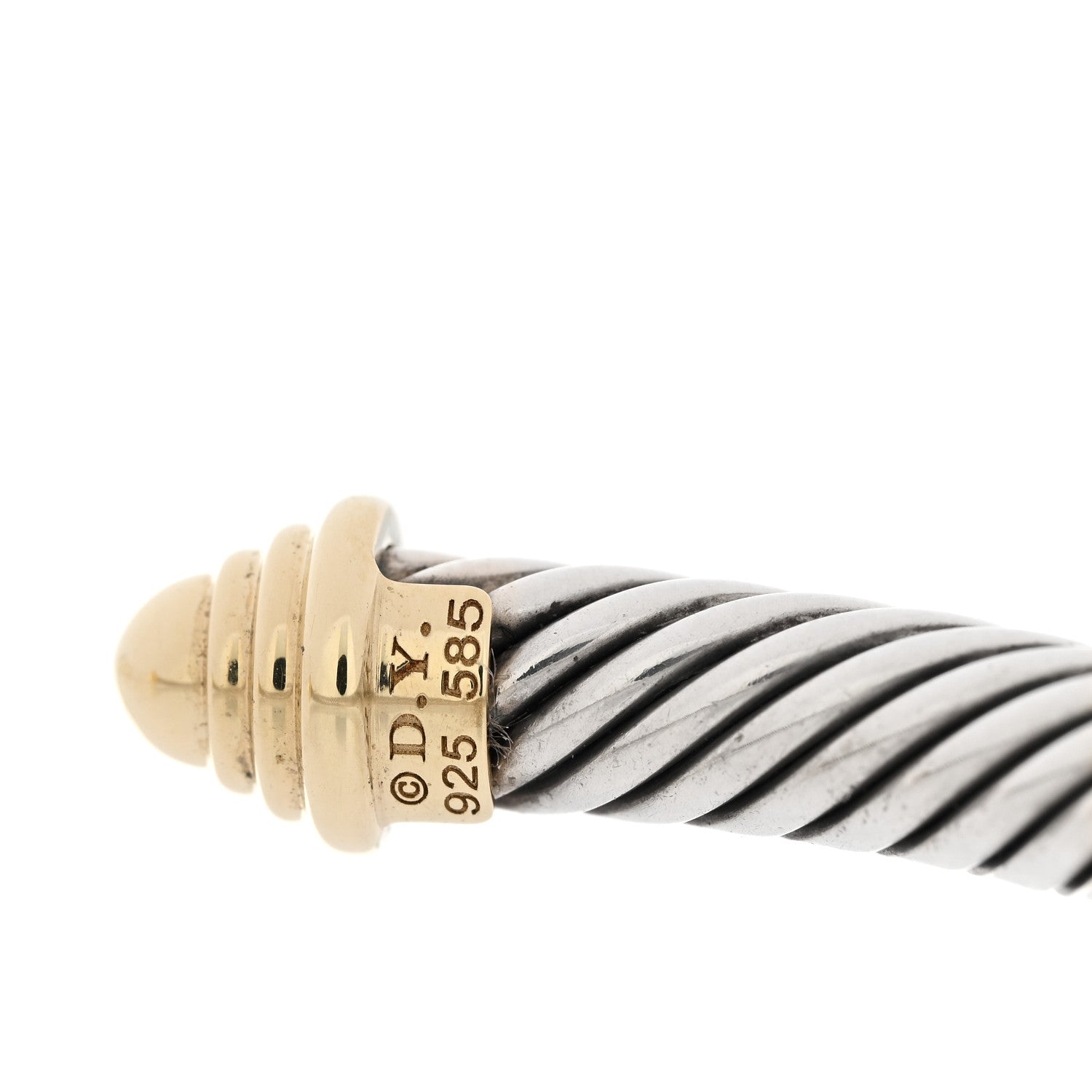 David Yurman Sterling Silver 14K Yellow Gold 5mm Cable Classics Bracelet 3 of 3