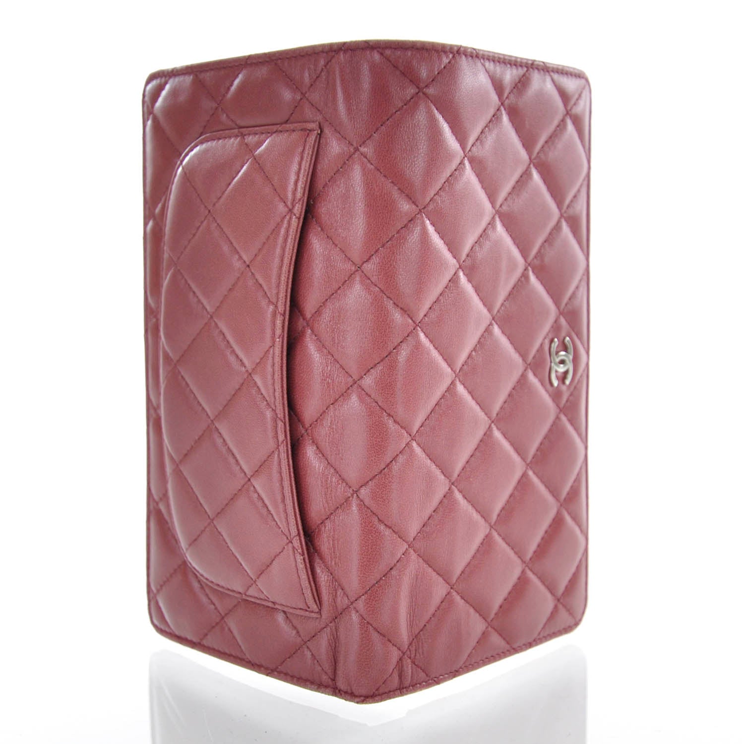Chanel Lambskin Quilted Yen Wallet Red 4 of 10