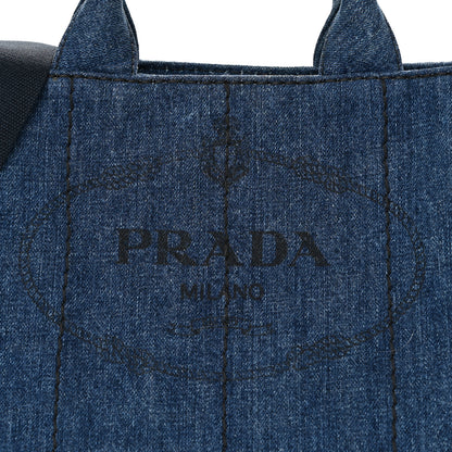 Prada Denim Small Logo Tote Bleu 8 of 10
