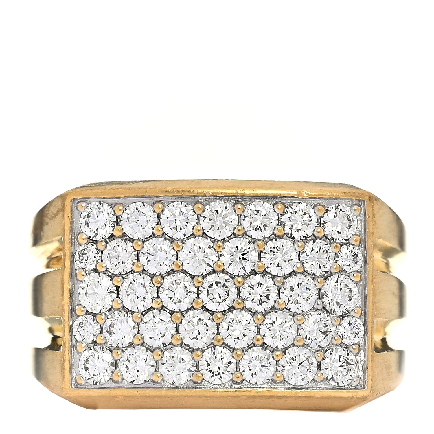 David Yurman 18K Yellow Gold Diamond Deco Beveled Signet Ring 62 10 1 of 4
