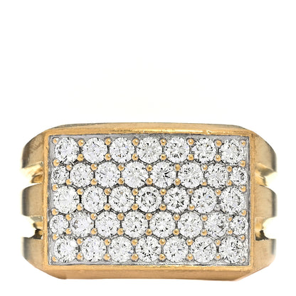 David Yurman 18K Yellow Gold Diamond Deco Beveled Signet Ring 62 10 1 of 4