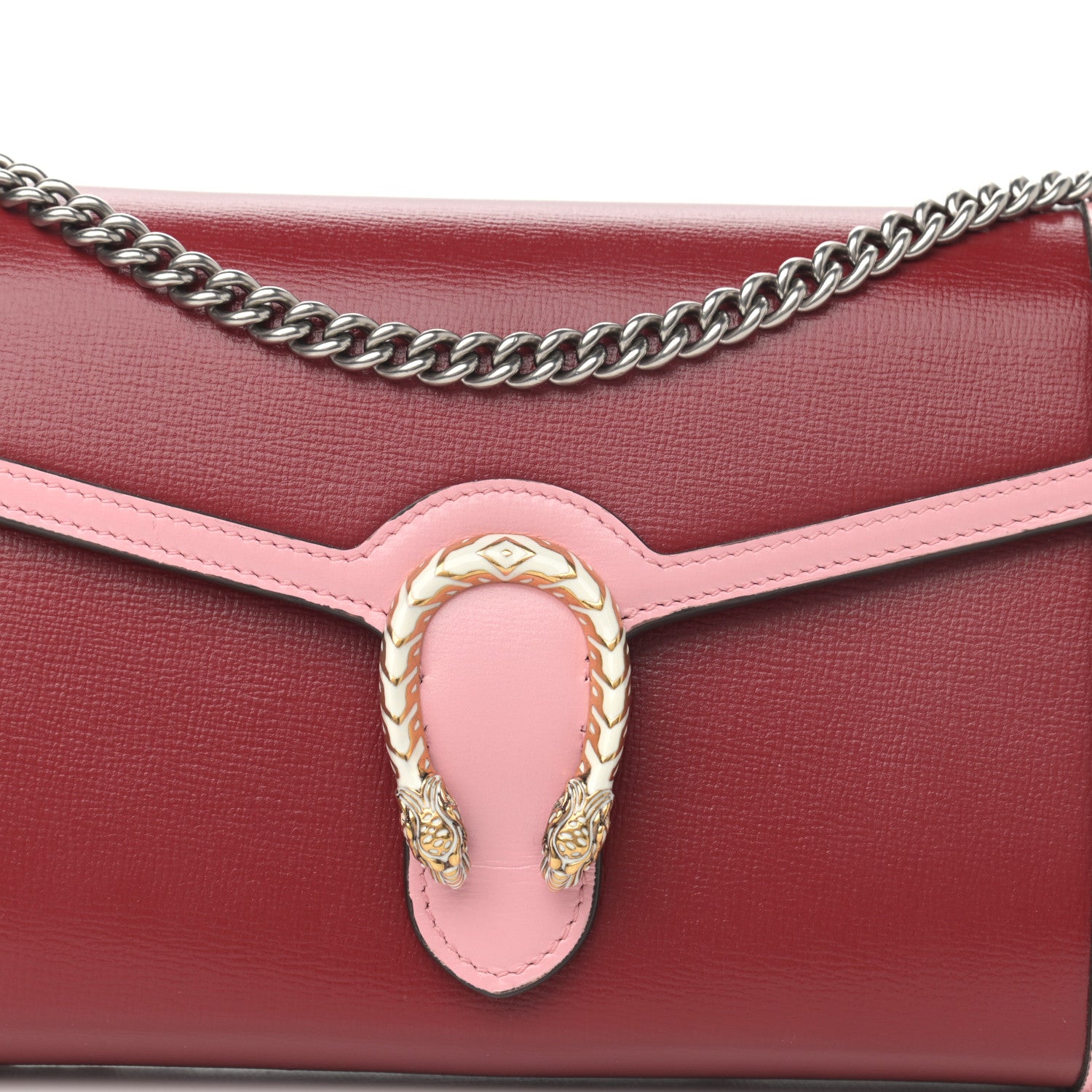Gucci Azalea Calfskin Enamel Mini Dionysus Chain Wallet New Cherry Red Wild Rose Off White 8 of 11